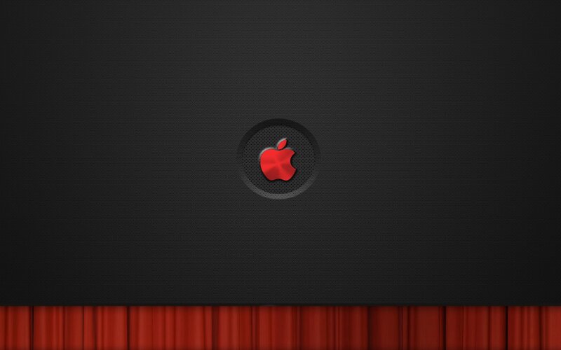 red apple logo on black