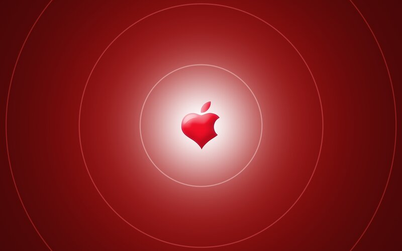 Red apple logo on concentric circles