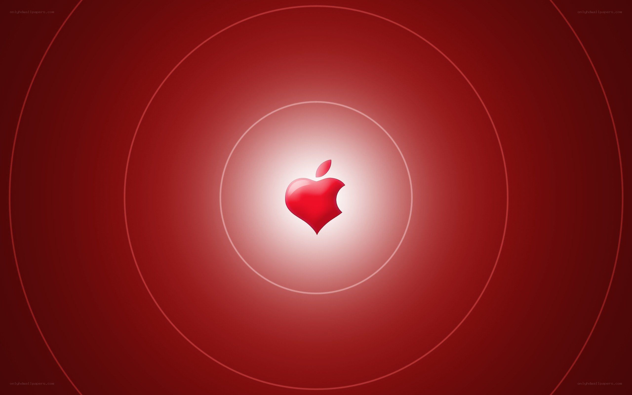 Red apple logo on concentric circles