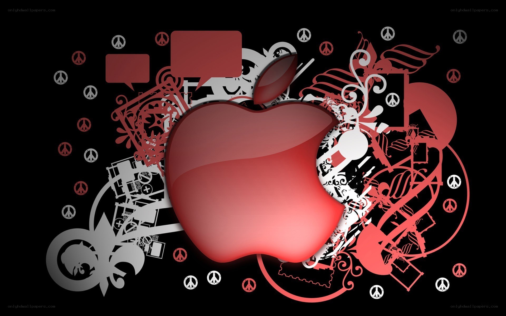 Red Apple logo with graffiti art