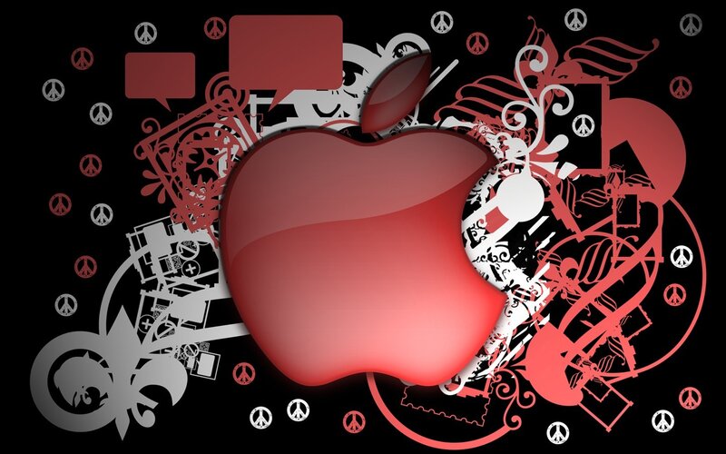 Red Apple logo with graffiti art