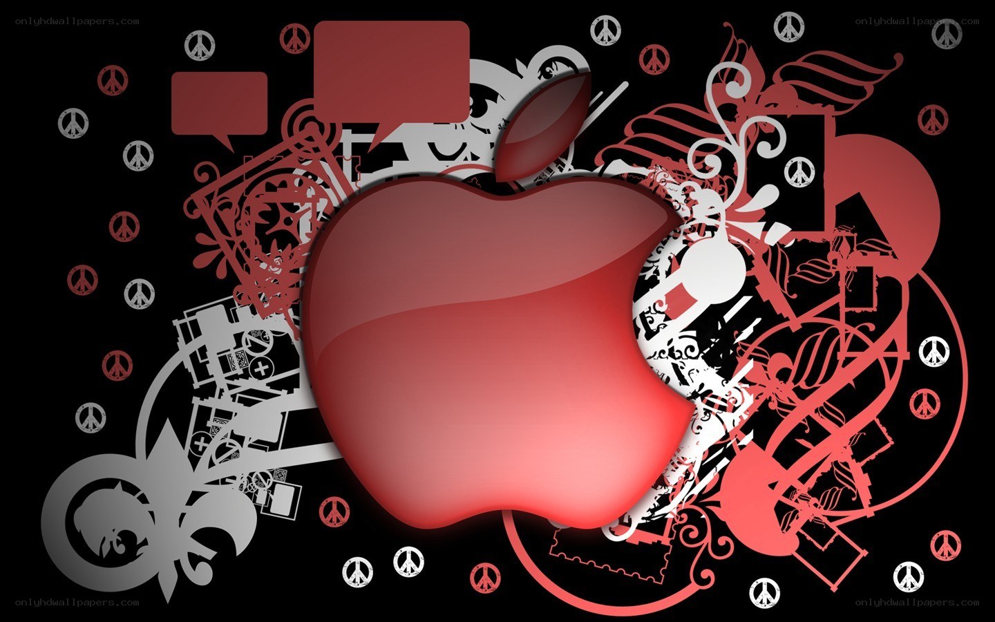 Red Apple logo with graffiti art