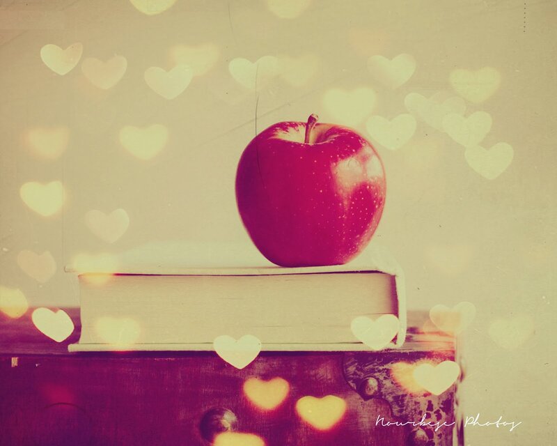 Red Apple on Book — Romantic
