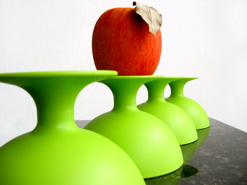 Red Apple on Green Cups