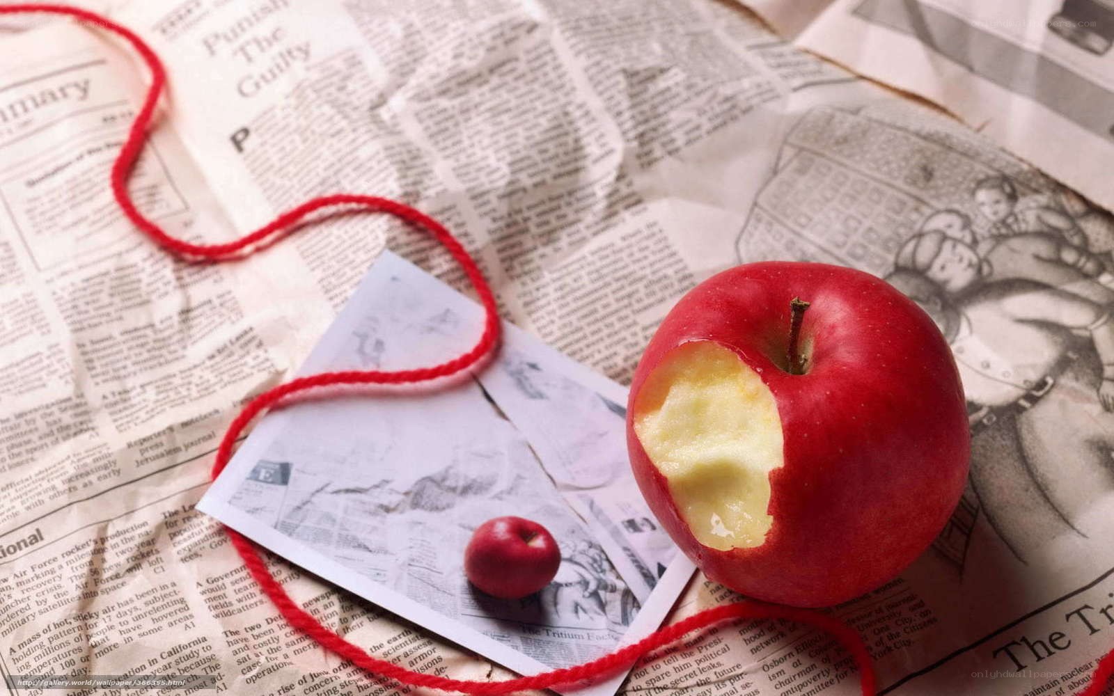 Red apple on newspaper