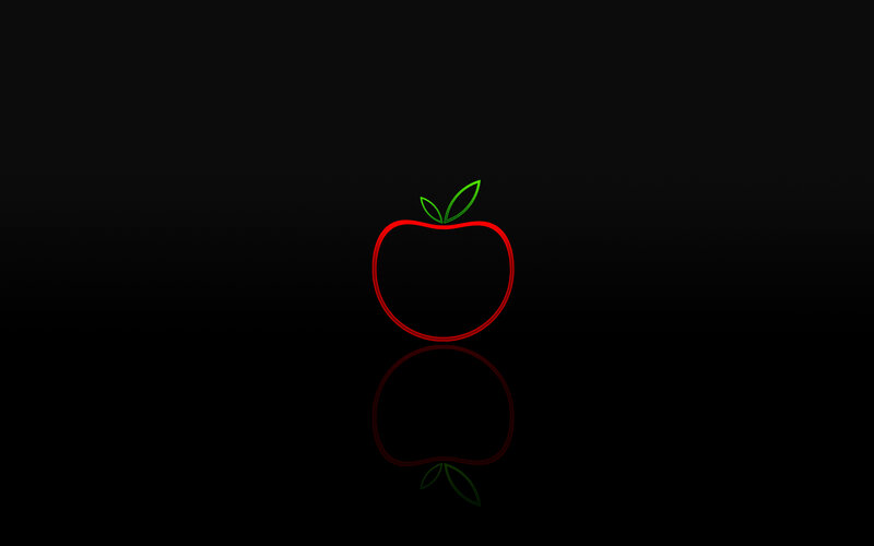 Red apple outline on black