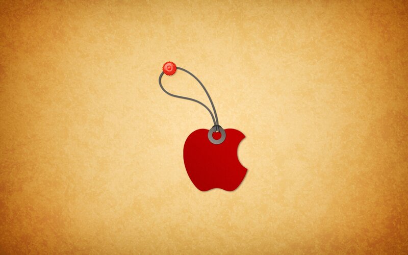 red apple tag on vintage background