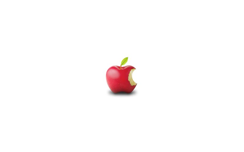 Red Apple with Bite — Neutral, 3d Render, Leaf