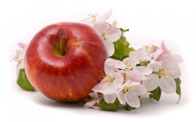 Red Apple with Blossoms — Serene, Spring