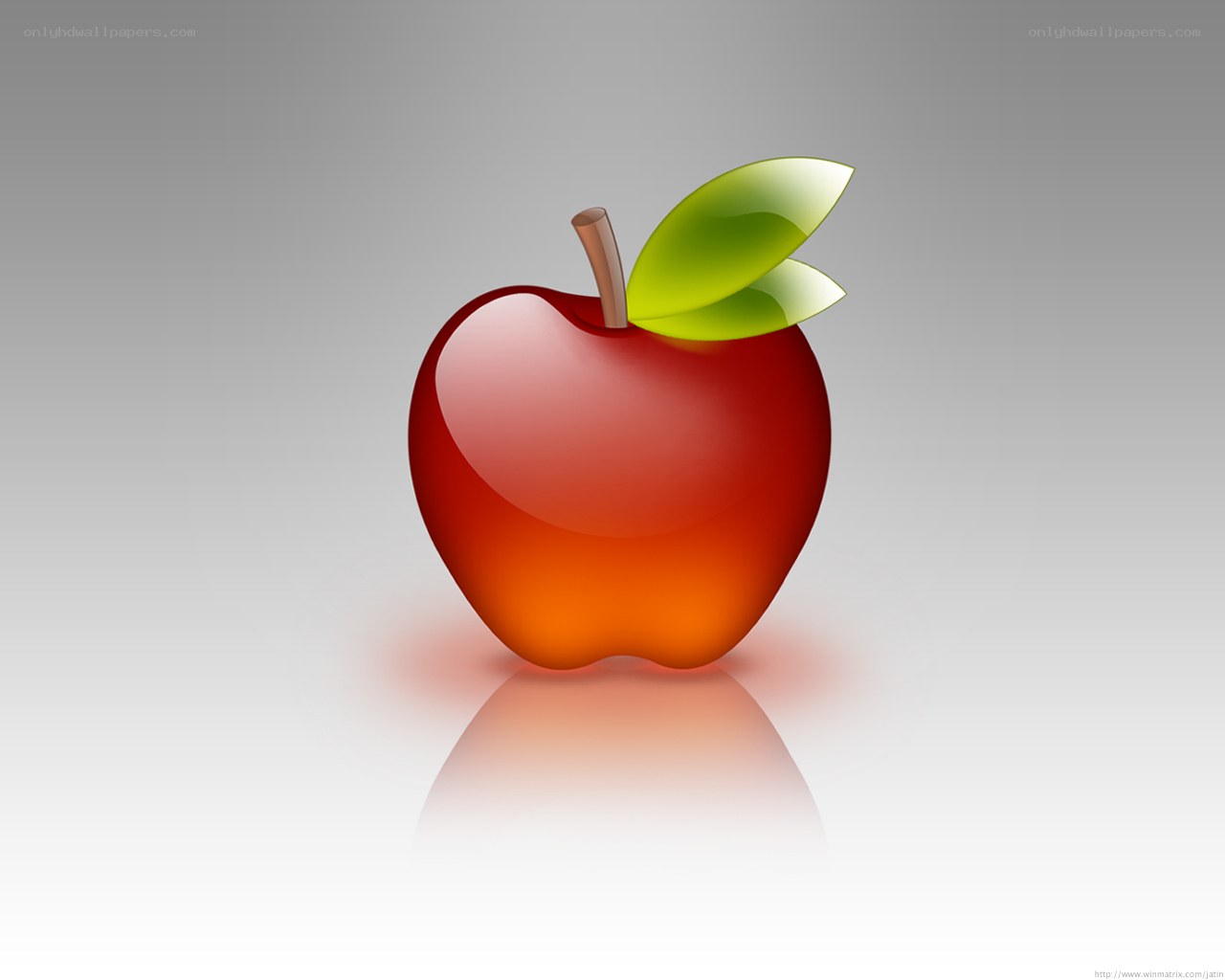 red apple with green leaves