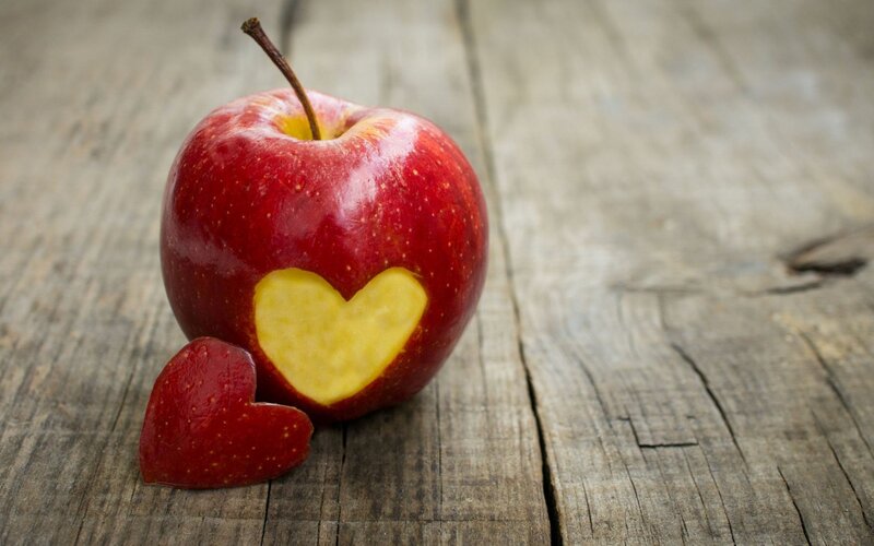Red Apple with Heart Cutout — Calm