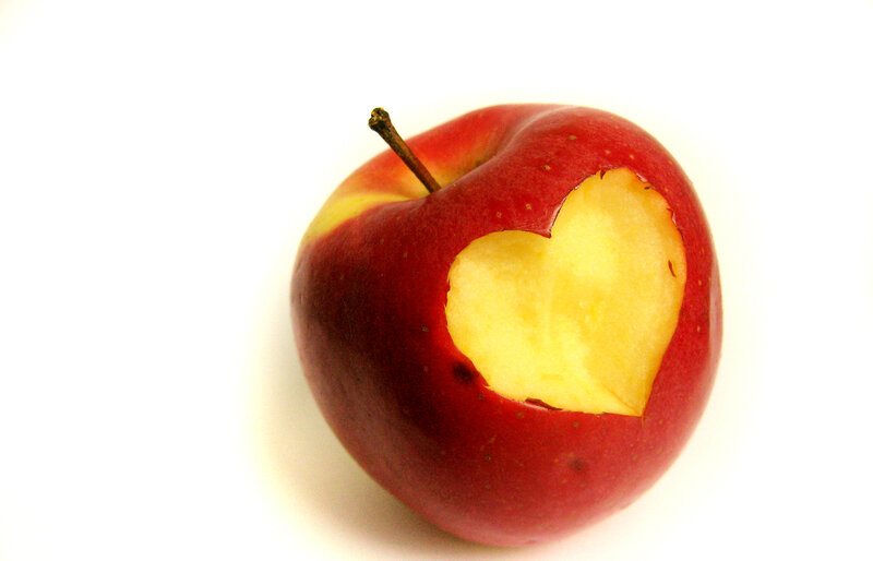 Red Apple with Heart Shape — Clean