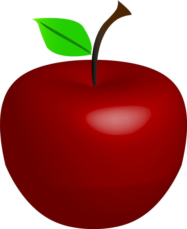 red apple with leaf