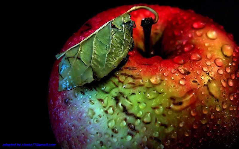 Red Apple with Leaf — Dramatic