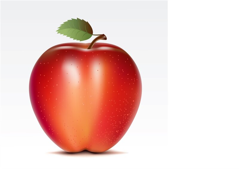 Red Apple with Leaf — Neutral, Digital Art
