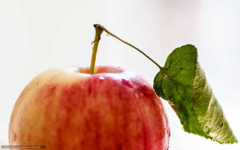 red apple with leaf