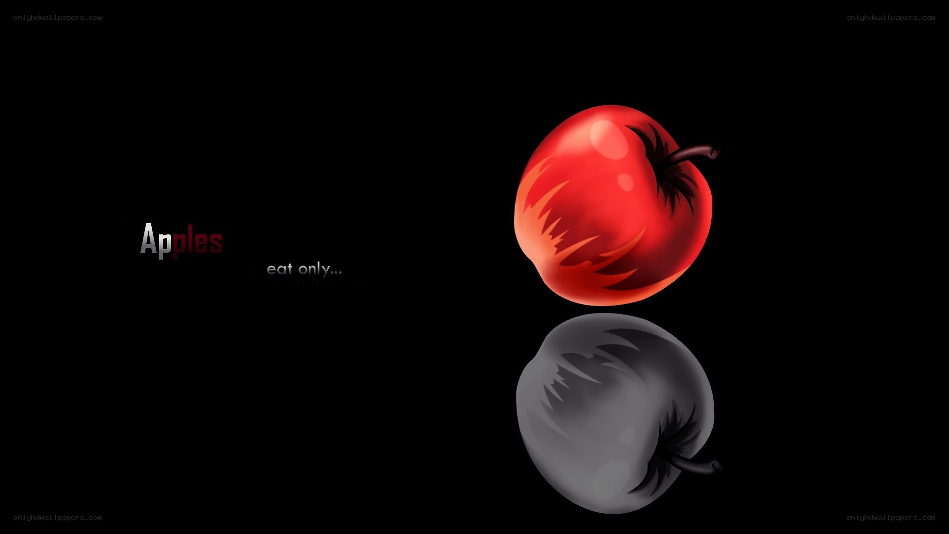 Red apple with reflection