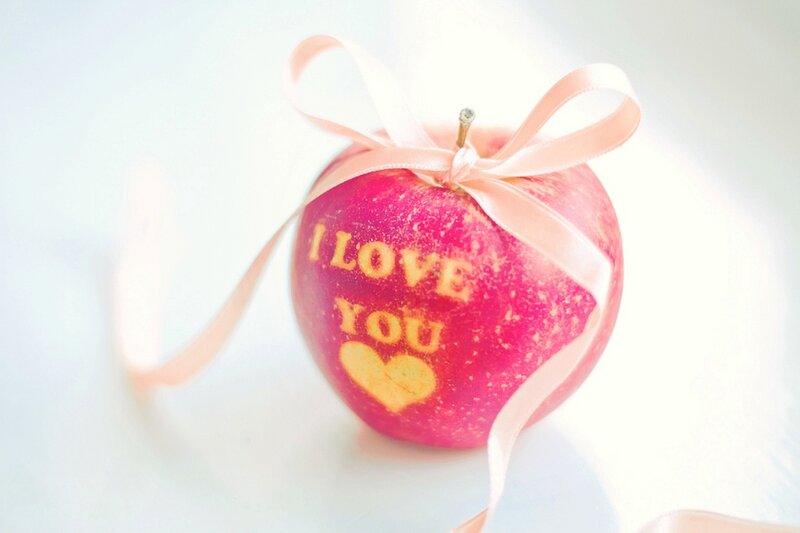 Red Apple with Ribbon — Romantic