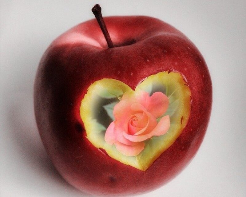 Red Apple with Rose
