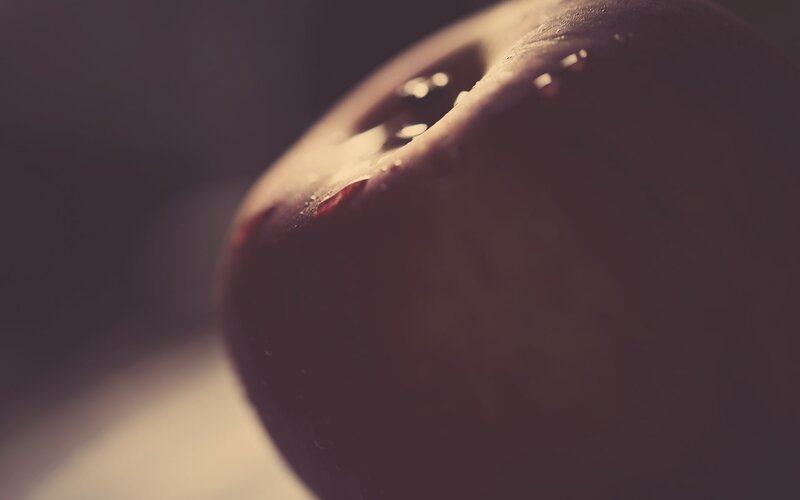 Red Apple with Water Droplets — Brown