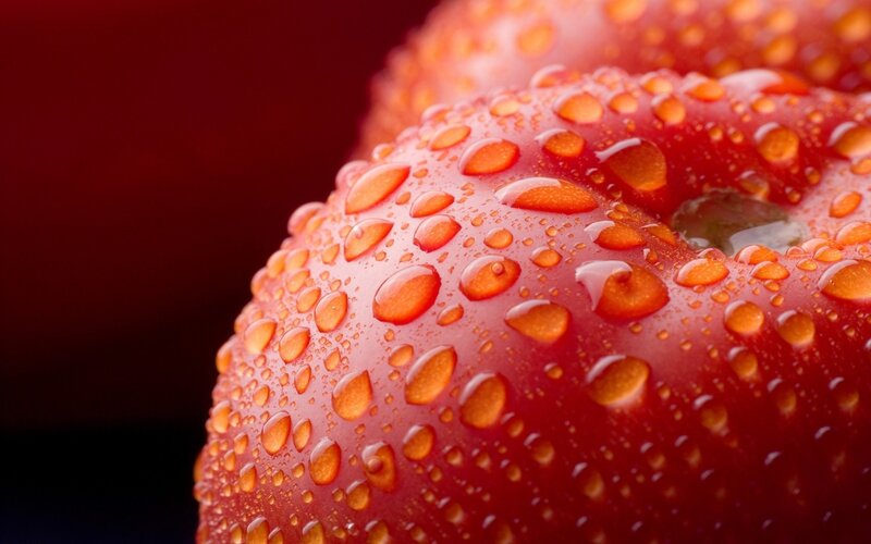 Red Apple with Water Droplets — Dramatic, Photograph, Water Droplets, Fruit