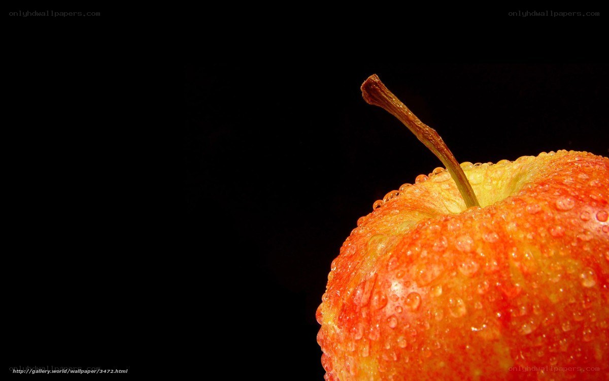 red apple with water droplets