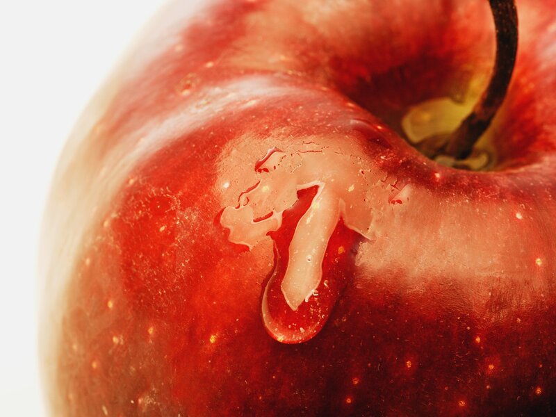 Red Apple with Worm