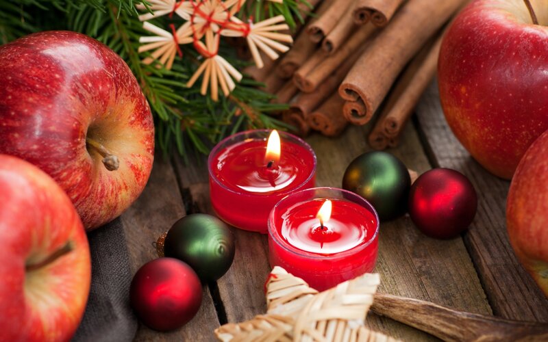 Red Apples and Candles — Cozy, Winter