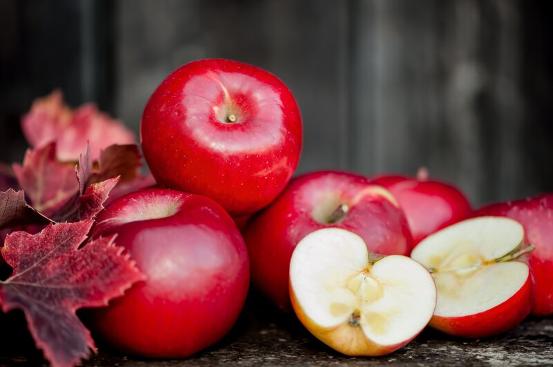 Red Apples and Leaves