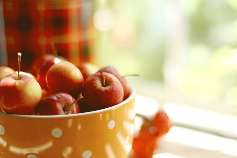 Red Apples in a Bowl — Yellow