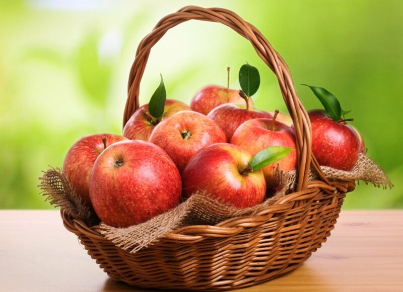 Red Apples in Basket — Natural