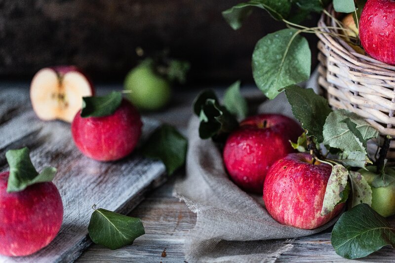 Red Apples in Basket — Rustic