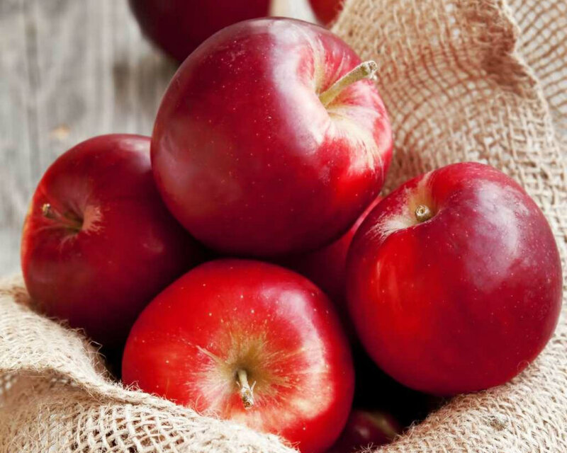 Red Apples in Burlap