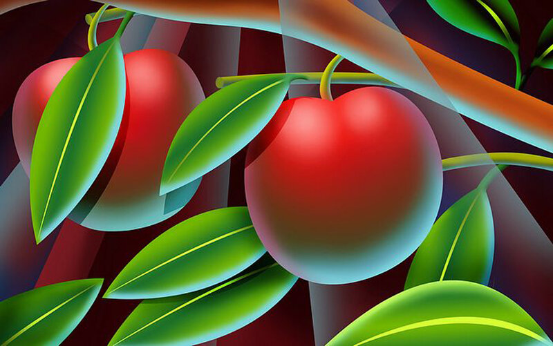 Red apples on a branch