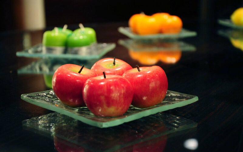 Red Apples on Glass Plate