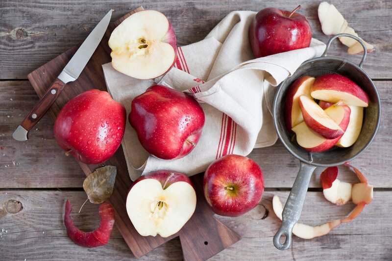 Red Apples on Wood — Calm, Autumn