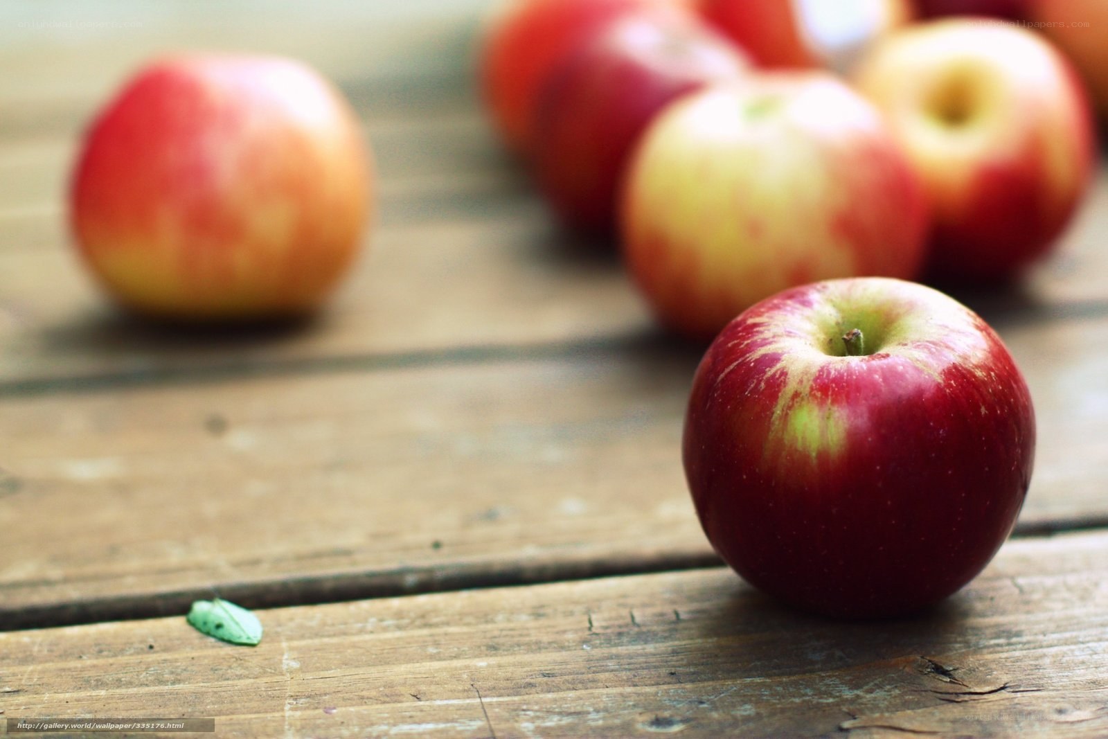 red apples on wooden surface