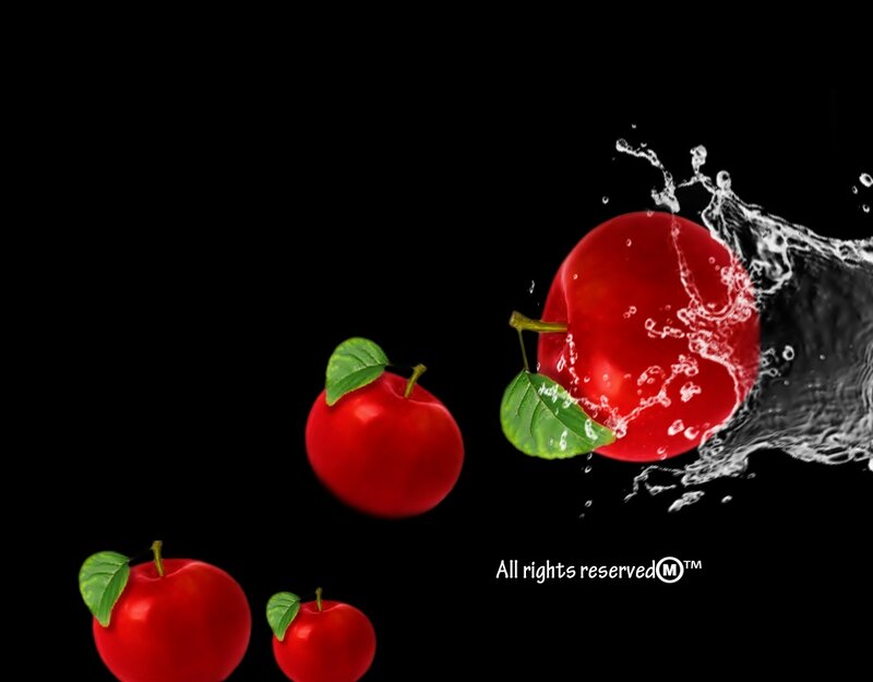 Red Apples Splashing Water