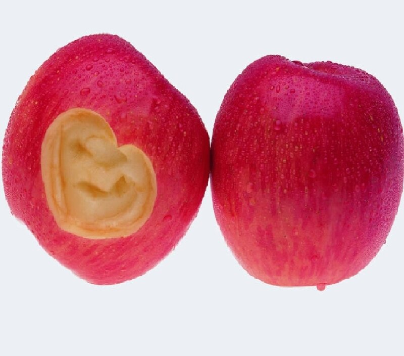red apples with bite mark