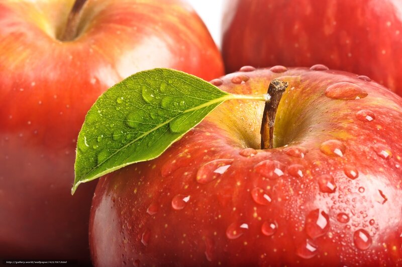 Red Apples with Leaf — Fresh, Photograph