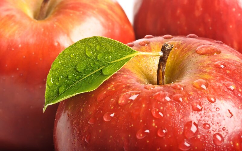 Red Apples with Leaf