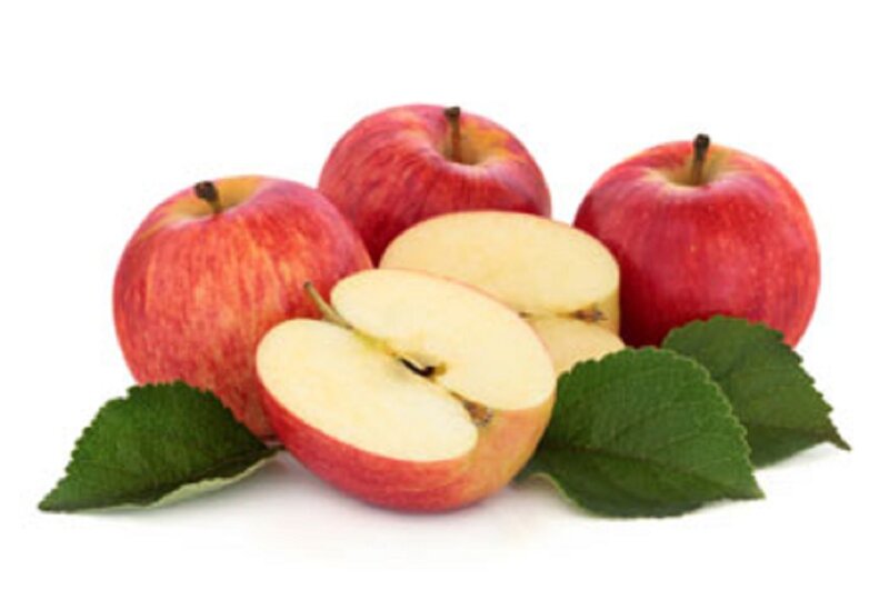 Red Apples with Leaves — Fresh