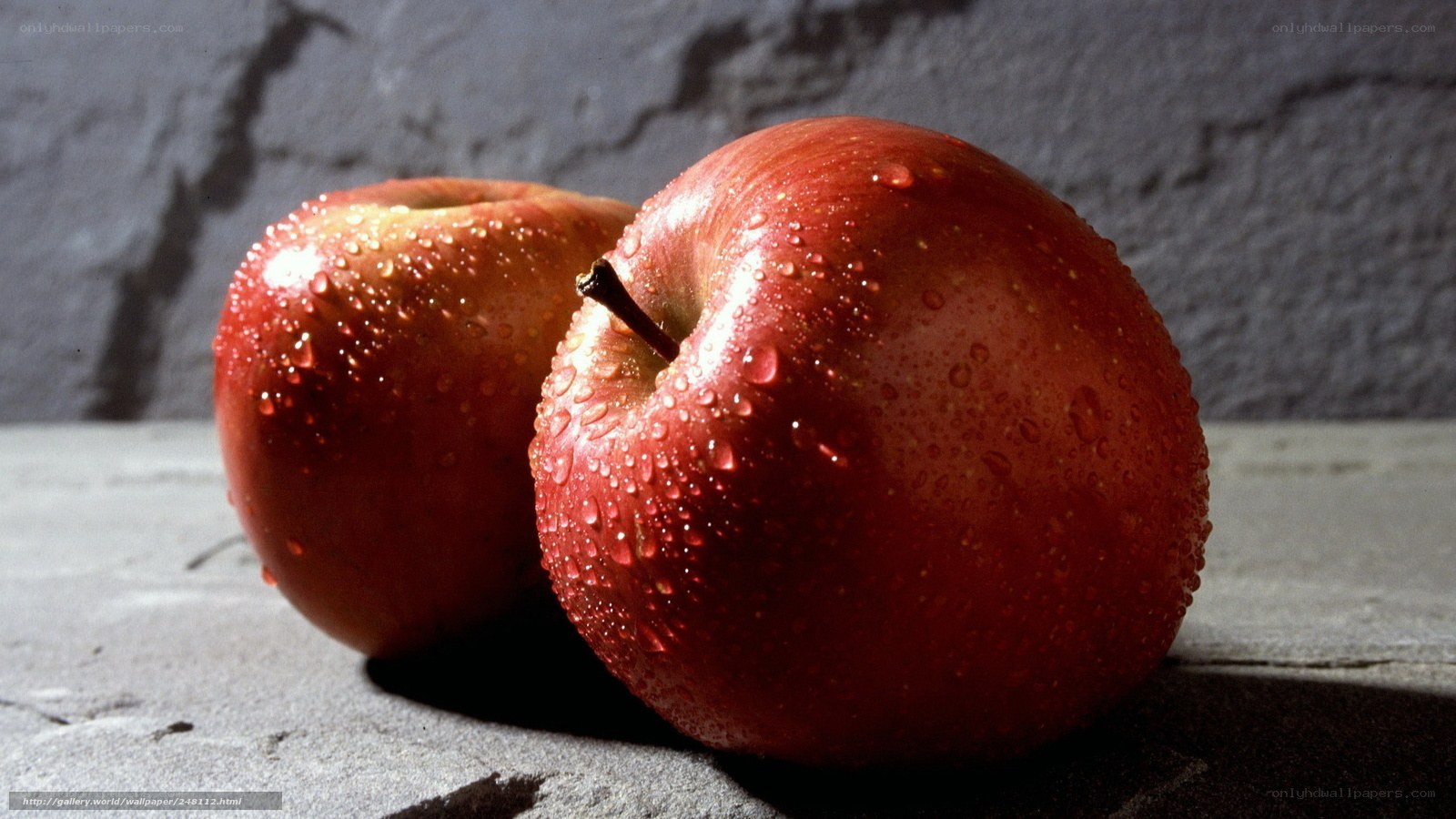 red apples with water droplets