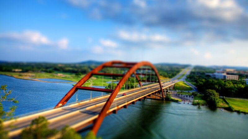 Red Arch Bridge — Blue, Serene