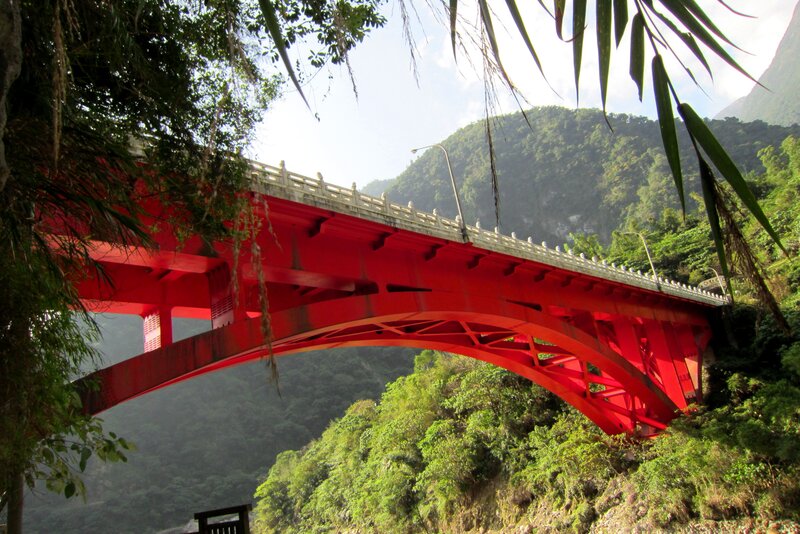 Red Arch Bridge — Serene, Afternoon, Photograph