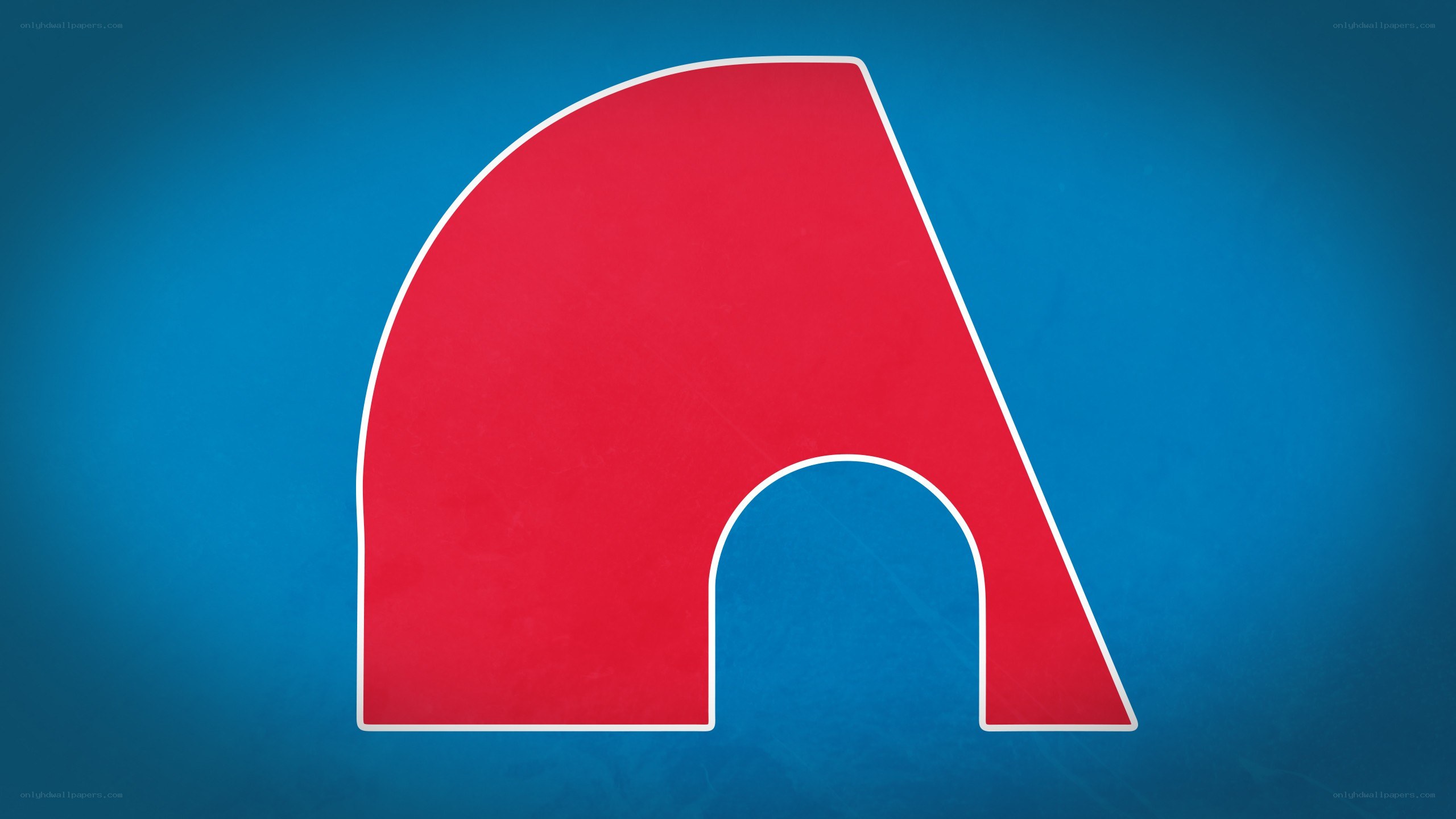 red arch logo on blue