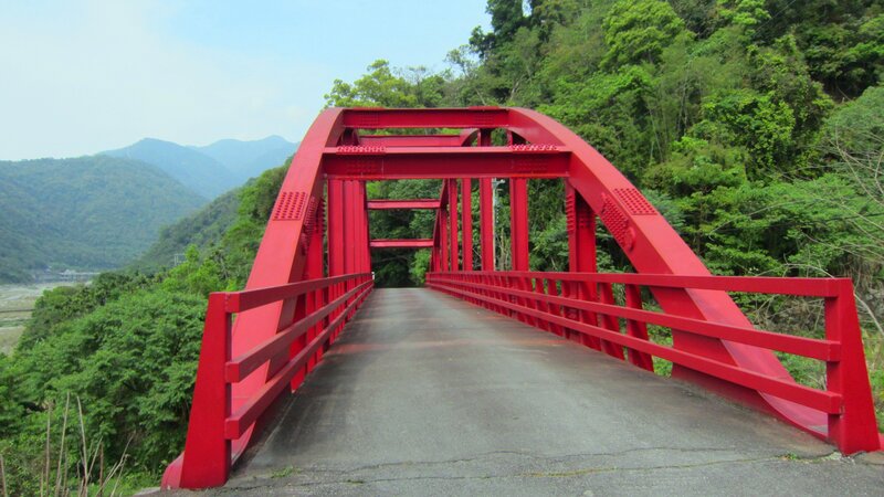 Red Arched Bridge — Serene, Afternoon