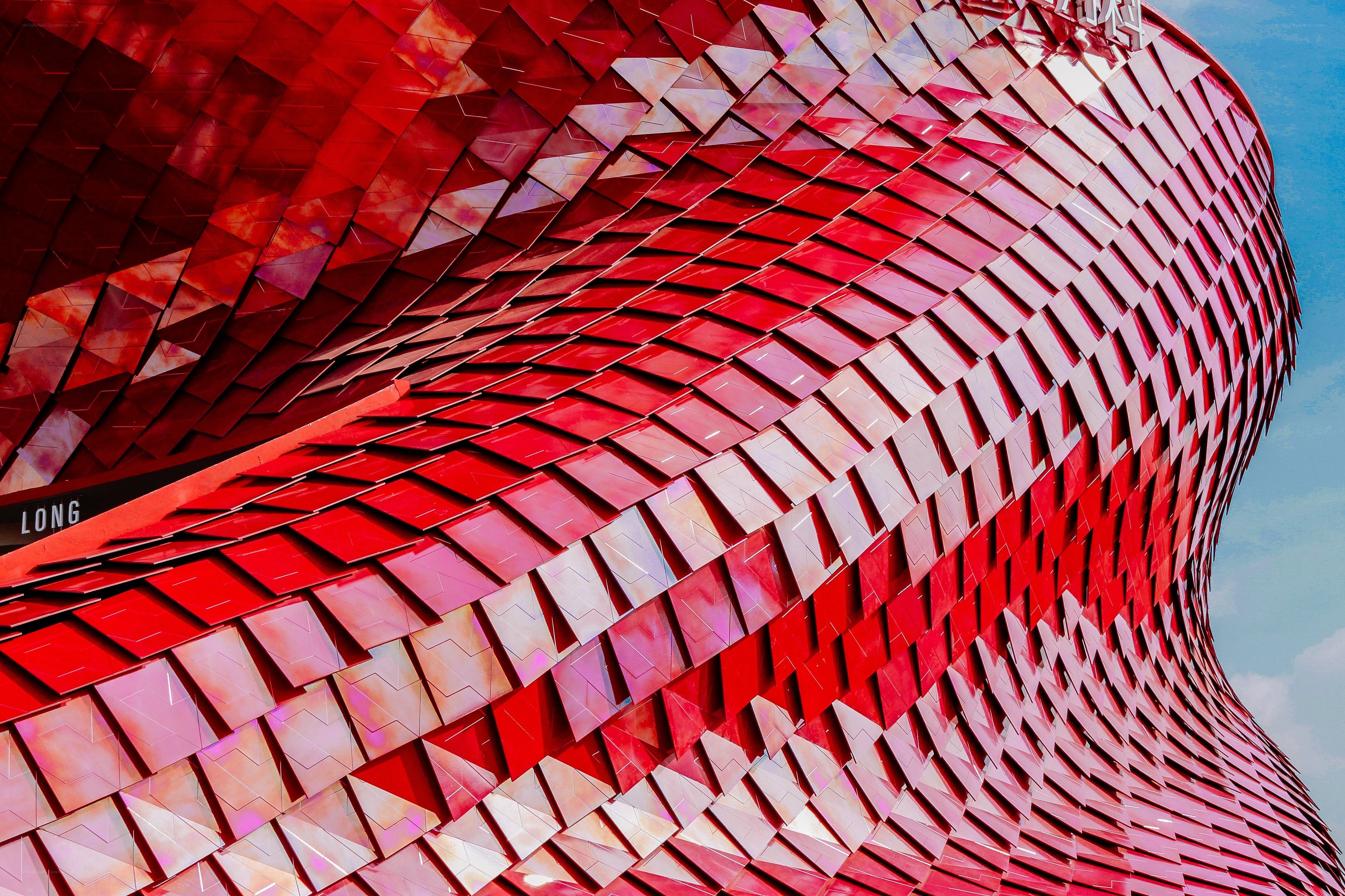 Red architectural facade