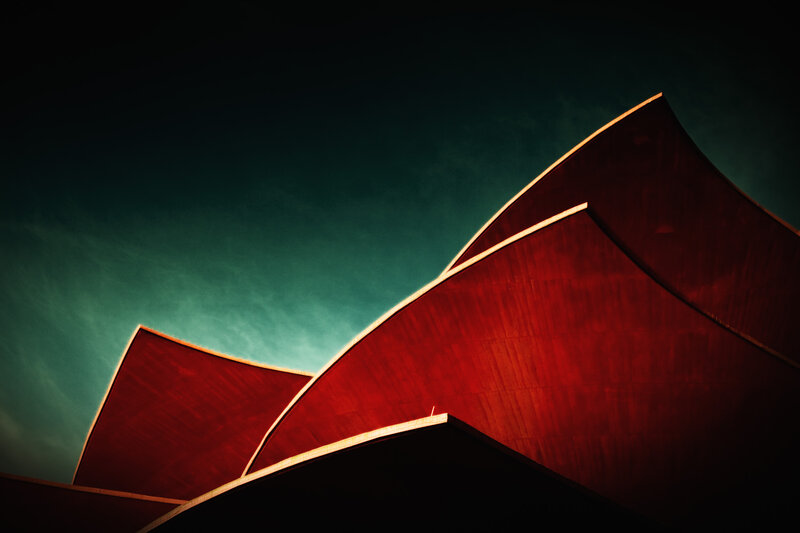 Red Architectural Structure — Dramatic