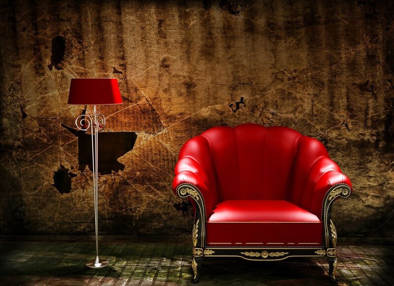 Red Armchair and Lamp